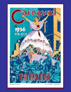Vintage travel poster for Panama Carnival 1936